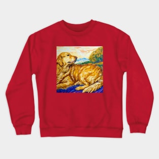 Golden Retriever in the style of Paul Gauguin Crewneck Sweatshirt